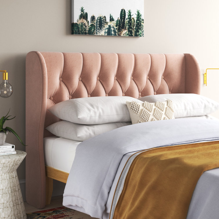 Dollison Tufted Linen Upholstered Wingback Headboard Mistana Size California King